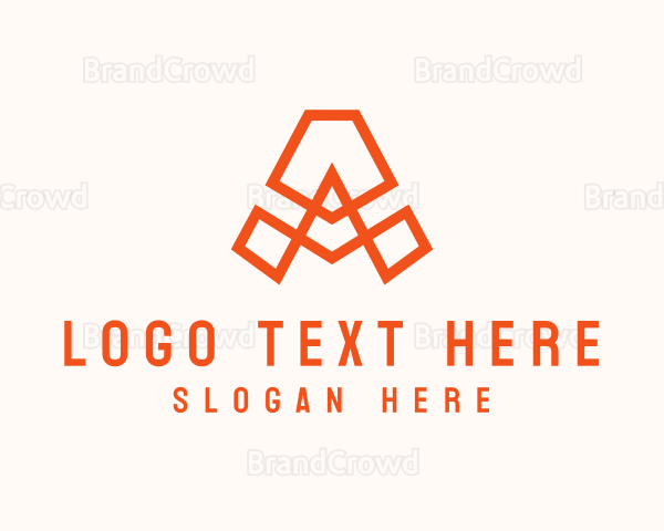 Orange Modern A Outline Logo