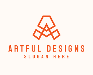 Orange Modern A Outline logo design