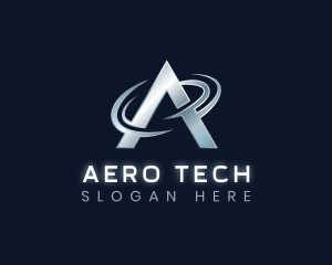 Metallic Tech Industrial Letter A logo design