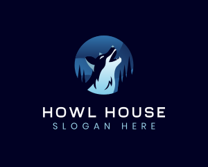 Howling Wolf Night logo design