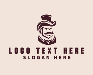 Mustache - Fashion Top Hat Gentleman logo design