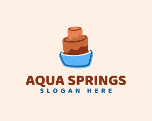 Fountain - Chocolate Cake Dessert logo design