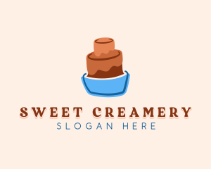 Chocolate Cake Dessert logo design