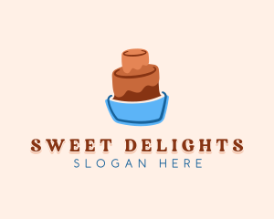 Chocolate Cake Dessert logo design