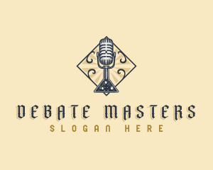 Debate - Podcast Broadcast Microphone logo design