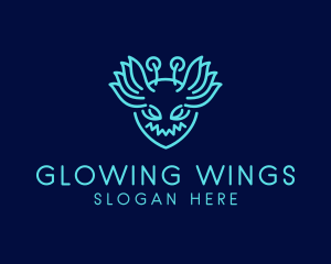 Scary Alien Head Wings logo design