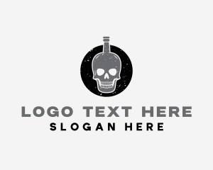 Bar - Skull Liquor Bottle logo design