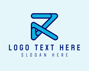 Blue - Ribbon Tech Letter R logo design