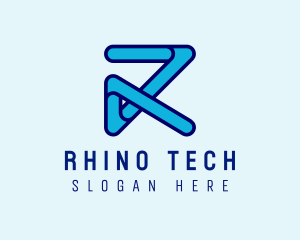 Ribbon Tech Letter R logo design