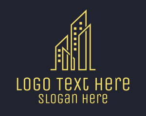 Property Sales - Yellow Skyscraper Cluster logo design