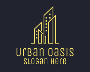 Downtown - Yellow Skyscraper Cluster logo design