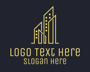 Downtown - Yellow Skyscraper Cluster logo design