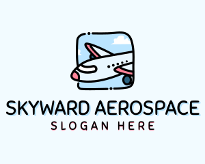 Aerospace - Cartoon Airplane Travel logo design