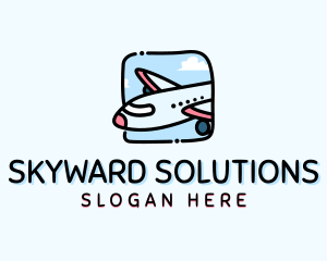 Aerospace - Cartoon Airplane Travel logo design