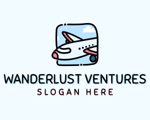Traveller - Cartoon Airplane Travel logo design