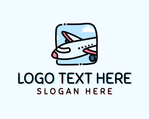 Airplane - Cartoon Airplane Travel logo design