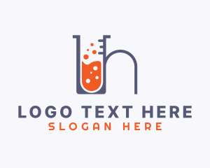 Dna - Lab Test Tube Letter H logo design