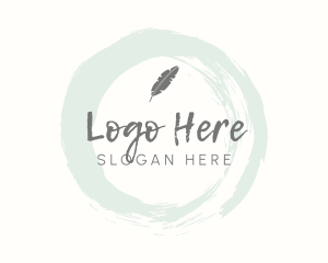Writer - Quill Pen Wordmark logo design
