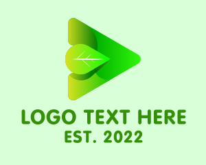Vlog - Leaf Play Button Arrow logo design