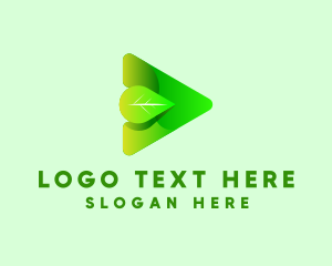 App - Leaf Play Button Arrow logo design