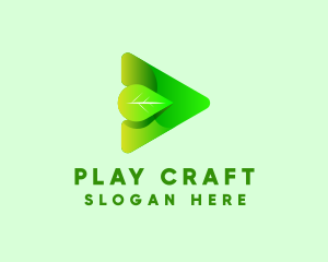 Leaf Play Button Arrow logo design