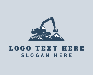 Construction Worker - Mountain Excavator Machine logo design