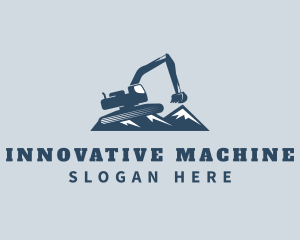 Machine - Mountain Excavator Machine logo design