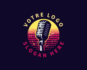 Retro Podcast Microphone Logo