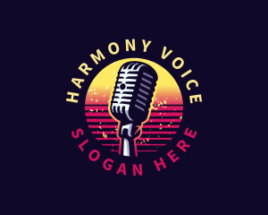Singing - Retro Podcast Microphone logo design