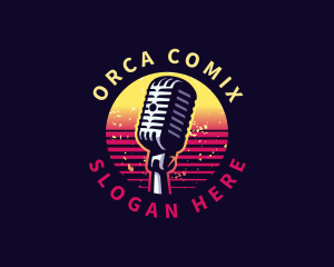 Singer - Retro Podcast Microphone logo design