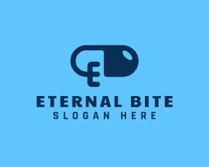 Blue Medical Pill Letter E logo design