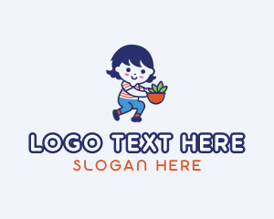 Dining - Salad Vegan Girl logo design
