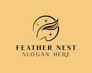 Feather - Sparkling Feather Pen logo design