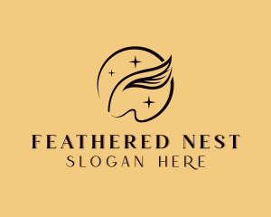 Sparkling Feather Pen logo design