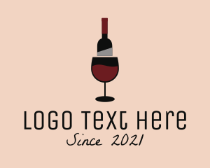 Winery - Red Wine Bottle Glass logo design