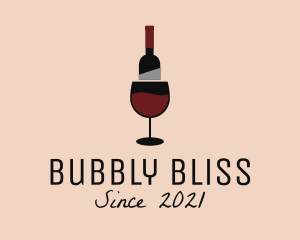 Champagne - Red Wine Bottle Glass logo design
