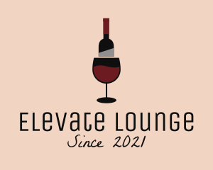 Lounge - Red Wine Bottle Glass logo design