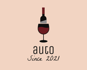 Red Wine Bottle Glass logo design