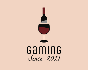 Liquor Shop - Red Wine Bottle Glass logo design