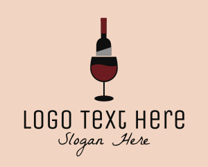 Red Wine Bottle Glass Logo