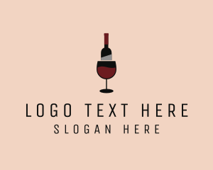 Champagne - Red Wine Bottle Glass logo design