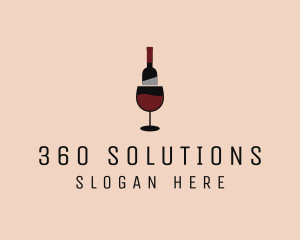 Red Wine Bottle Glass logo design