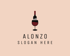 Red Wine Bottle Glass logo design