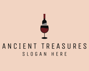 Red Wine Bottle Glass logo design