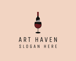 Red Wine Bottle Glass logo design