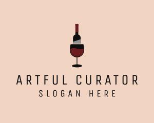 Red Wine Bottle Glass logo design