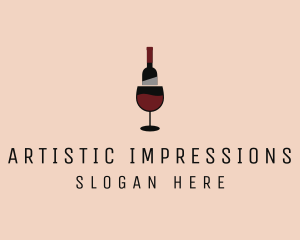 Red Wine Bottle Glass logo design