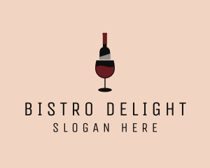 Red Wine Bottle Glass logo design