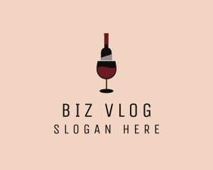 Red Wine Bottle Glass logo design