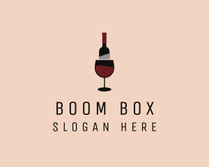 Red Wine Bottle Glass logo design